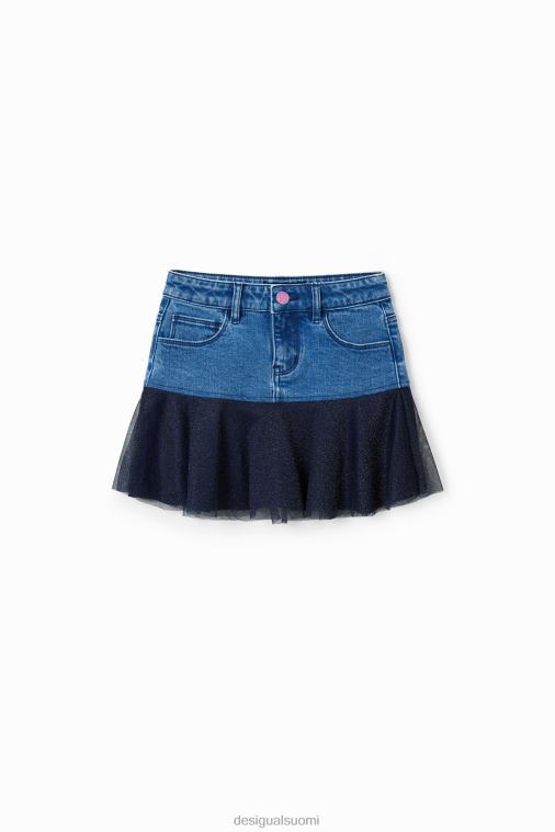 kiiltävä röyhelöinen denim-minihame Desigual tyttö F4V041717 vaatetus