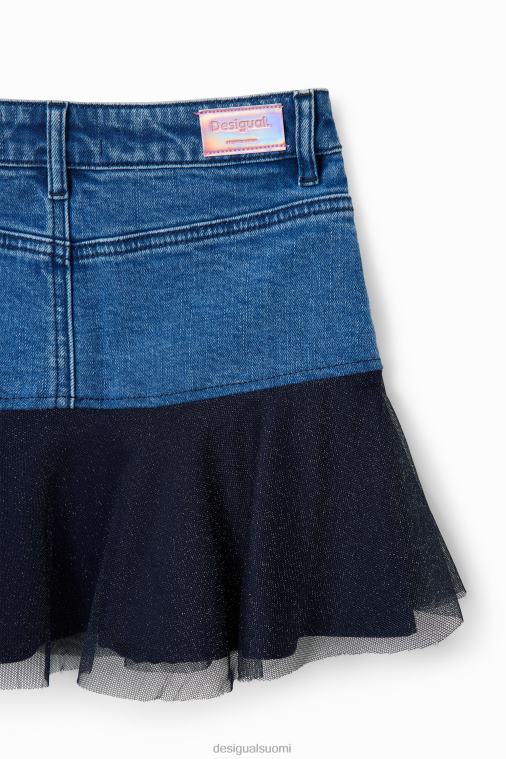 kiiltävä röyhelöinen denim-minihame Desigual tyttö F4V041717 vaatetus