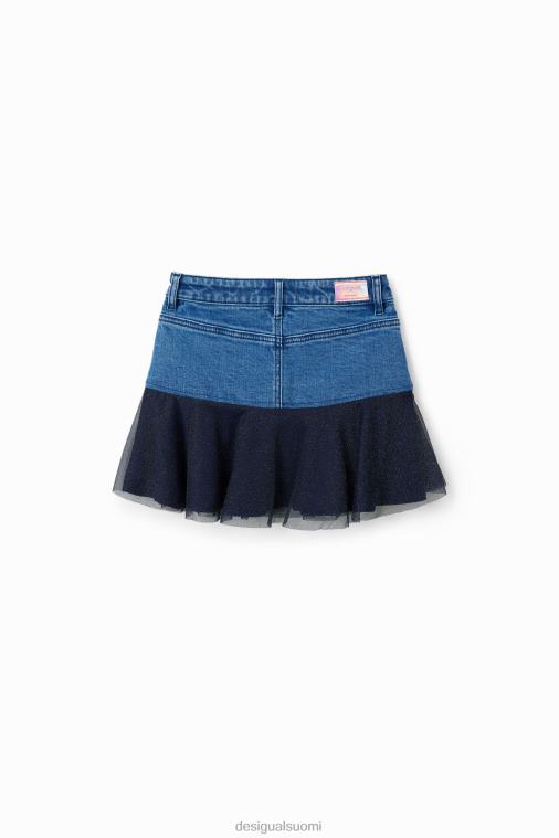 kiiltävä röyhelöinen denim-minihame Desigual tyttö F4V041717 vaatetus