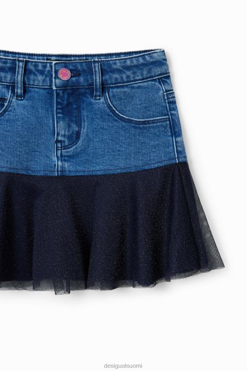 kiiltävä röyhelöinen denim-minihame Desigual tyttö F4V041717 vaatetus