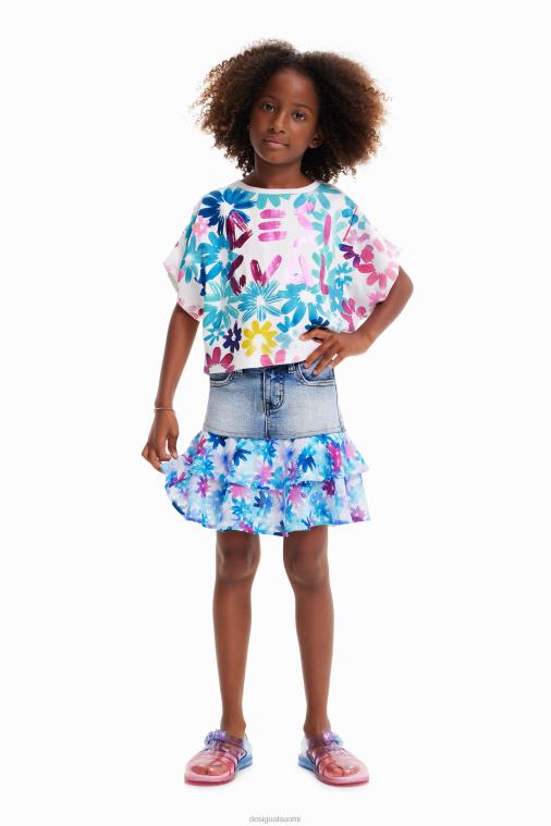 kukkainen röyhelö farkkuminihame Desigual tyttö F4V041788 vaatetus