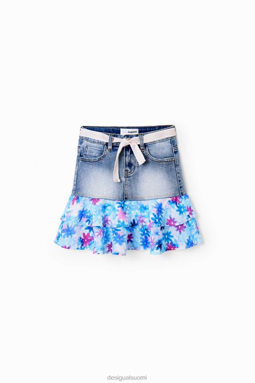 kukkainen röyhelö farkkuminihame Desigual tyttö F4V041788 vaatetus