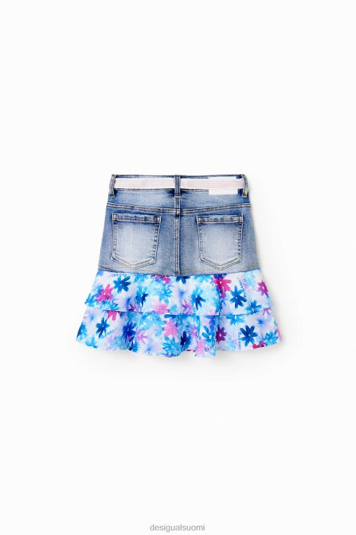 kukkainen röyhelö farkkuminihame Desigual tyttö F4V041788 vaatetus