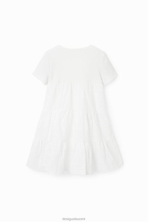 sveitsiläinen brodeerattu yhdistelmämekko Desigual tyttö F4V041155 vaatetus