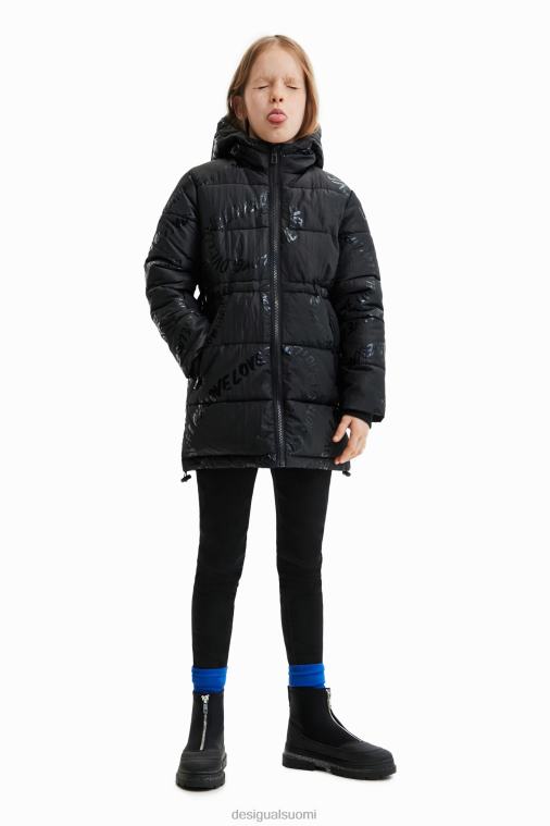 pitkä pehmustettu takki tekstillä Desigual tyttö F4V041764 vaatetus