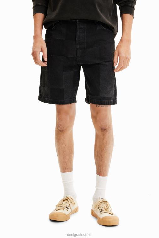 tilkkuväriset jacquard-farkkushortsit Desigual miehet F4V041680 vaatetus