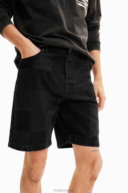 tilkkuväriset jacquard-farkkushortsit Desigual miehet F4V041680 vaatetus