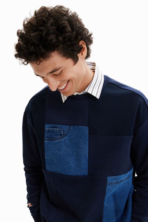 denim tilkkutäkki collegepaita Desigual miehet F4V041529 vaatetus