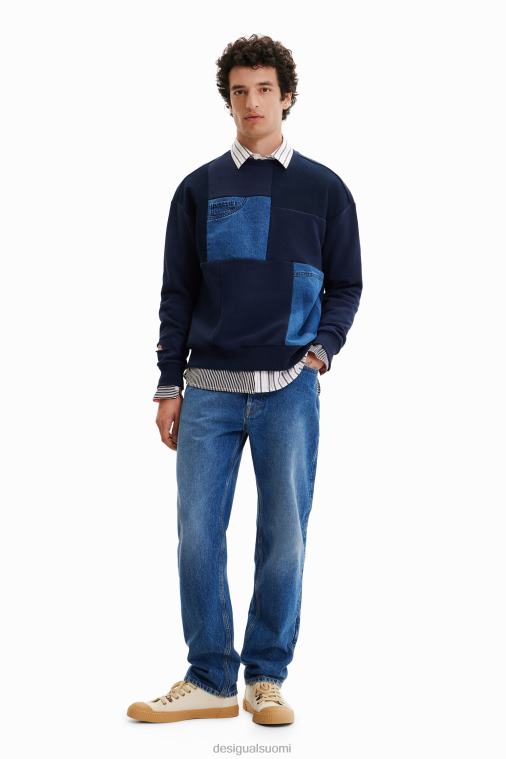 denim tilkkutäkki collegepaita Desigual miehet F4V041529 vaatetus