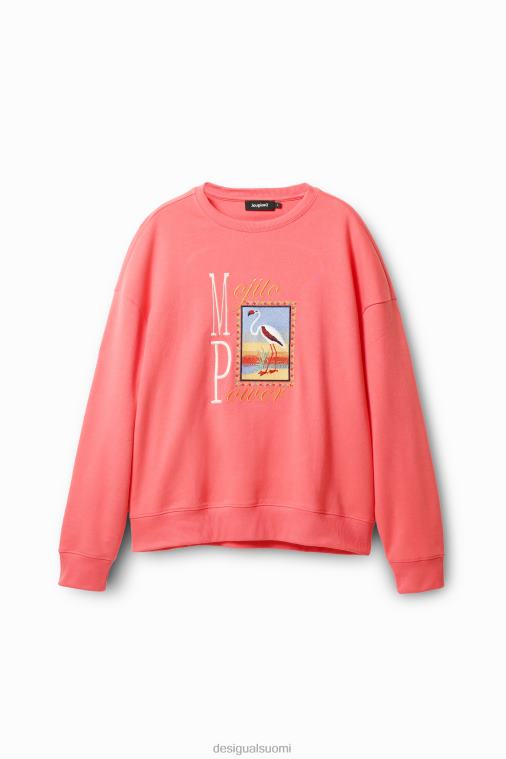 flamingo brodeerattu collegepaita Desigual miehet F4V041638 vaatetus