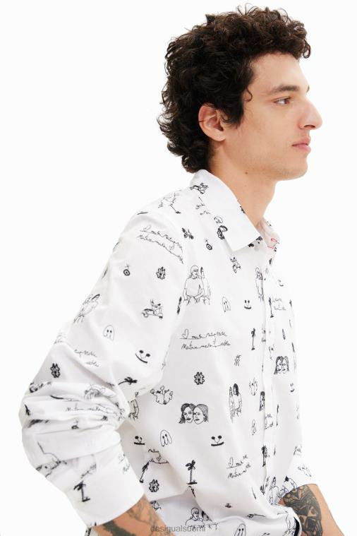 brodeerattu voile-paita Desigual miehet F4V041657 vaatetus