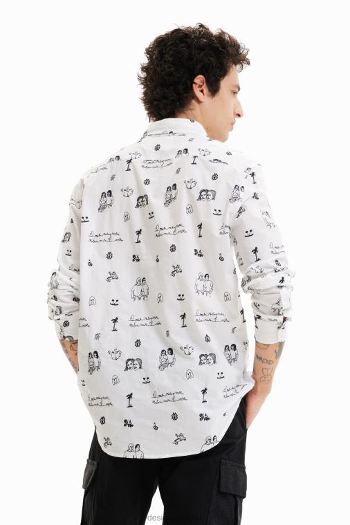 brodeerattu voile-paita Desigual miehet F4V041657 vaatetus
