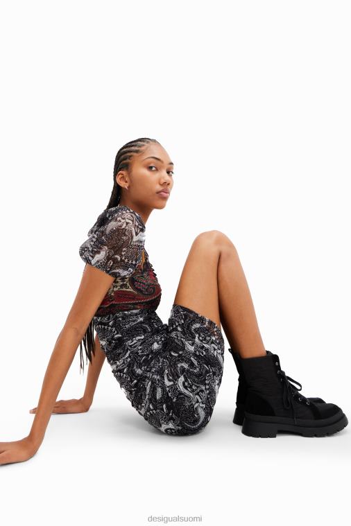 leopardivaikutteiset nauhasaappaat Desigual naiset F4V04641 jalkineet