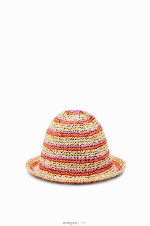 raidallinen raffia bucket hattu Desigual naiset F4V04569 lisävaruste
