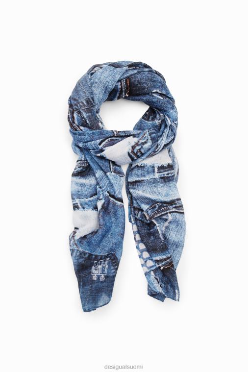 denim patchwork suorakaiteen muotoinen foulard Desigual naiset F4V04230 lisävaruste