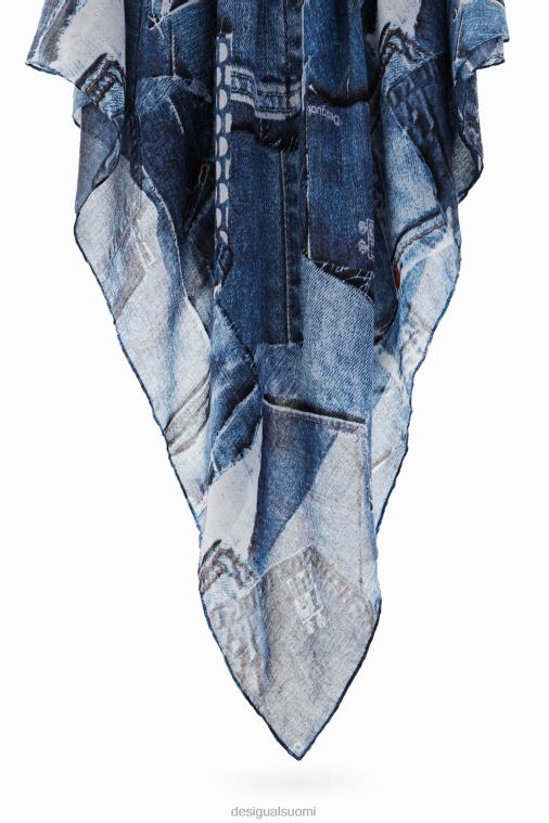 denim patchwork suorakaiteen muotoinen foulard Desigual naiset F4V04230 lisävaruste
