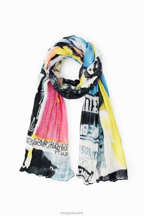 suorakaiteen muotoinen ryppyinen sanomalehti foulard Desigual naiset F4V04338 lisävaruste