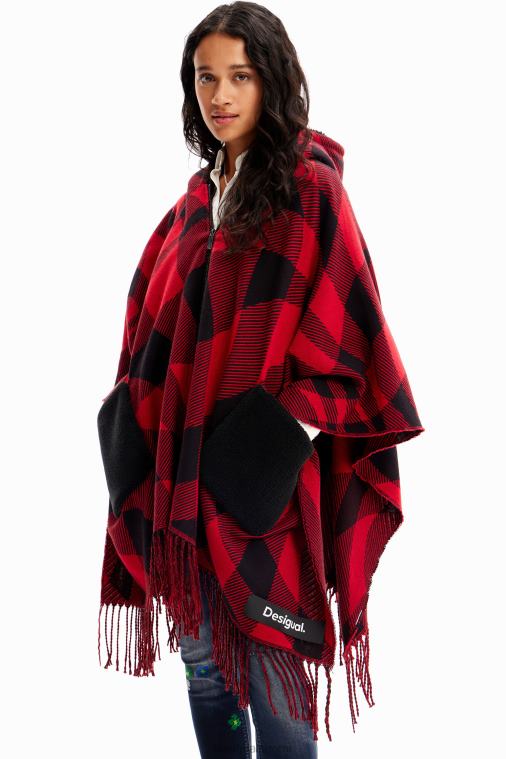 ruudullinen hupullinen poncho Desigual naiset F4V041448 lisävaruste
