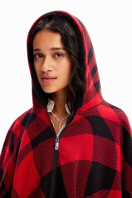 ruudullinen hupullinen poncho Desigual naiset F4V041448 lisävaruste