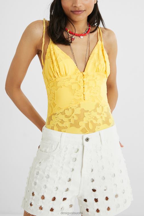 brodeerattu body, hienot olkaimet Desigual naiset F4V041134 vaatetus