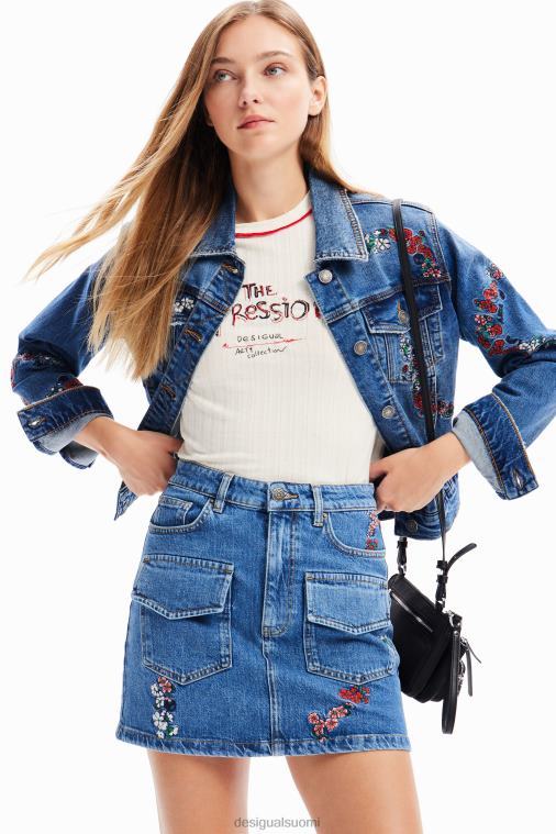 kukkainen denim minihame Desigual naiset F4V04261 vaatetus