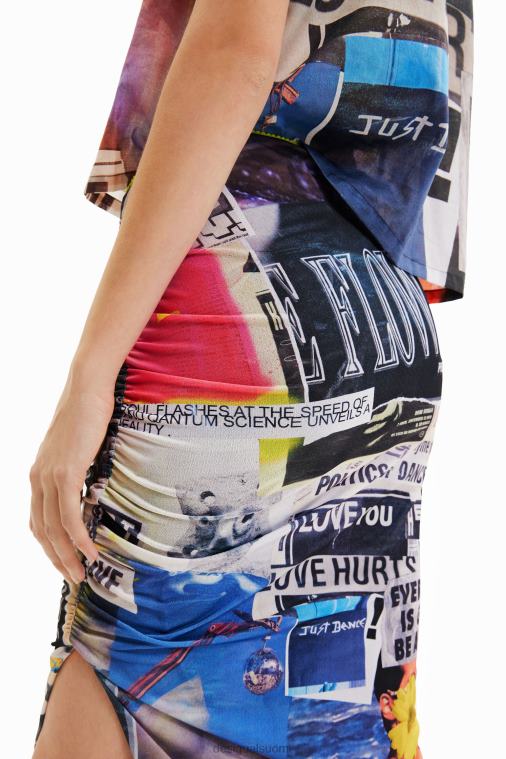 ohut rypytetty kollaasi midihame Desigual naiset F4V04367 vaatetus