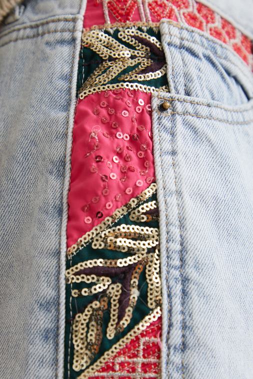 tilkkuväriset farkkushortsit Desigual naiset F4V041122 vaatetus