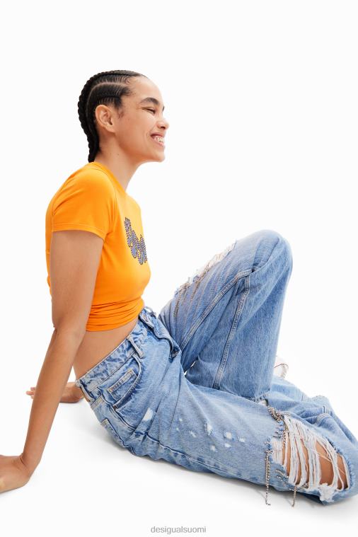 leveälahkeiset strassifarkut Desigual naiset F4V04302 vaatetus