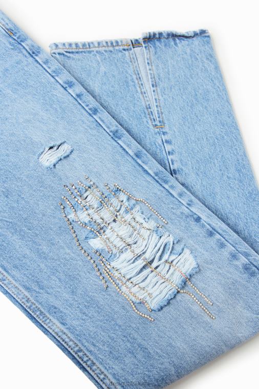 leveälahkeiset strassifarkut Desigual naiset F4V04302 vaatetus