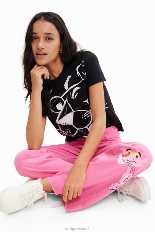 leveälahkeiset vaaleanpunaiset pantterifarkut Desigual naiset F4V04844 vaatetus