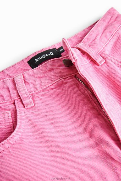 leveälahkeiset vaaleanpunaiset pantterifarkut Desigual naiset F4V04844 vaatetus