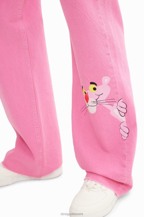 leveälahkeiset vaaleanpunaiset pantterifarkut Desigual naiset F4V04844 vaatetus