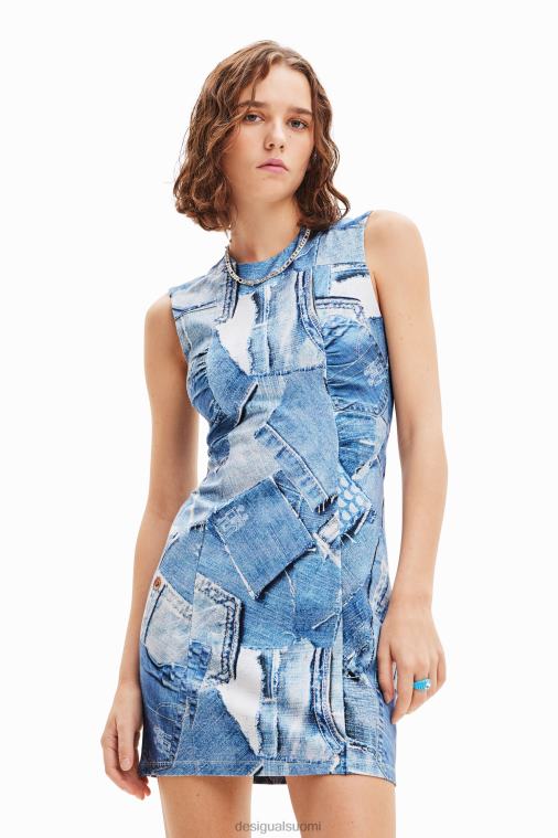 denim tilkkutäkki minimekko Desigual naiset F4V04900 vaatetus
