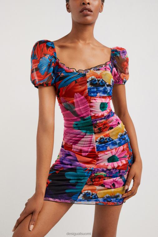 kukkainen rypytetty mekko Desigual naiset F4V041063 vaatetus