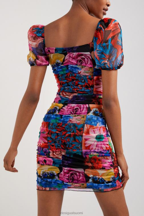 kukkainen rypytetty mekko Desigual naiset F4V041063 vaatetus