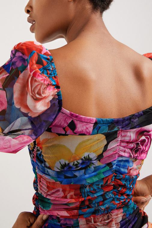 kukkainen rypytetty mekko Desigual naiset F4V041063 vaatetus