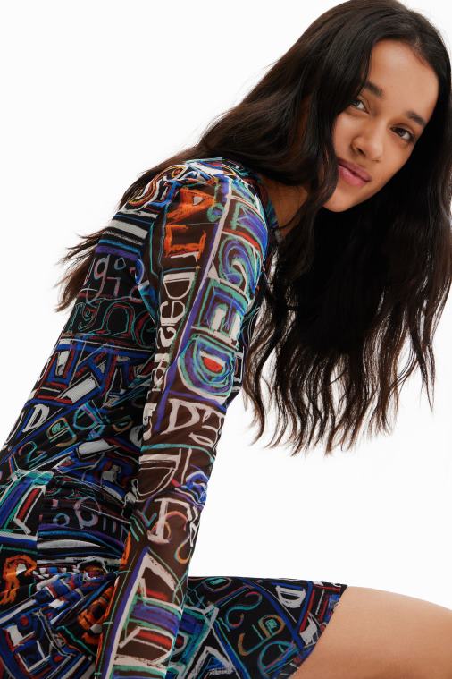 lyhyt kapea tyllimekko Desigual naiset F4V04316 vaatetus