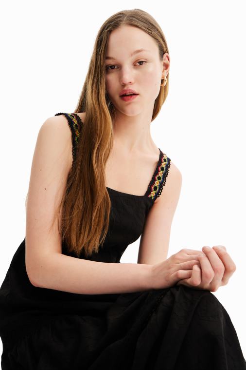 pitkä brodeerattu mekko Desigual naiset F4V04586 vaatetus