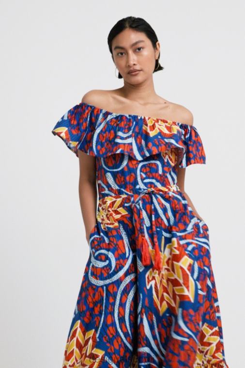 stella jean röyhelöinen midi-mekko Desigual naiset F4V04890 vaatetus