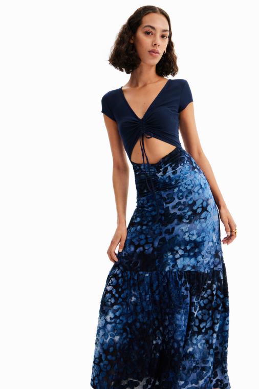 yhdistelmäkuvioitu eläinkuvioinen pitkä mekko Desigual naiset F4V04591 vaatetus