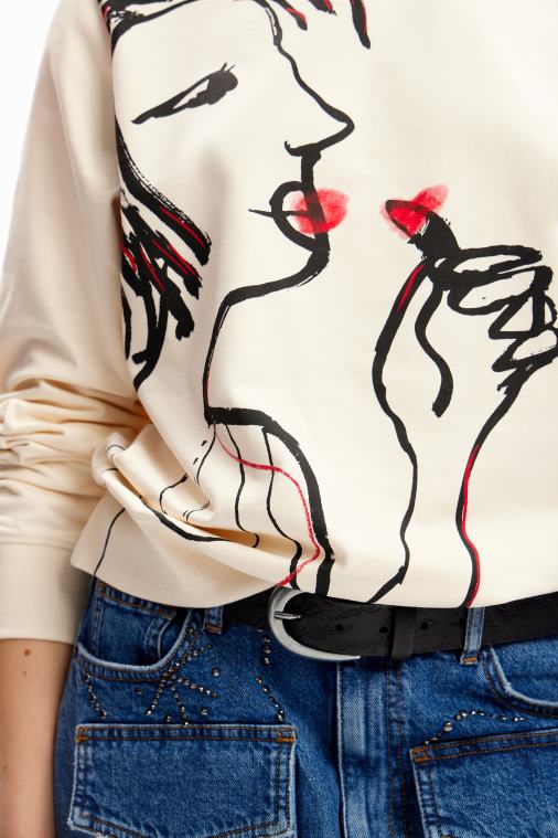 taiteellinen kuvitus collegepaita Desigual naiset F4V04937 vaatetus