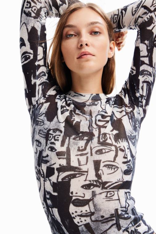 taiteelliset kasvot villapaita Desigual naiset F4V04280 vaatetus