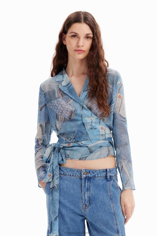 denim tilkkutäkki wrappusero Desigual naiset F4V04106 vaatetus