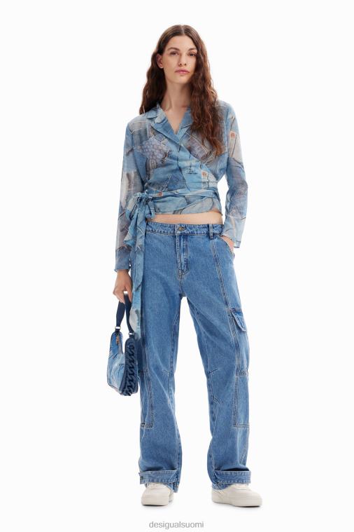 denim tilkkutäkki wrappusero Desigual naiset F4V04106 vaatetus