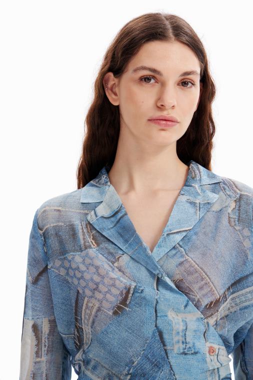 denim tilkkutäkki wrappusero Desigual naiset F4V04106 vaatetus