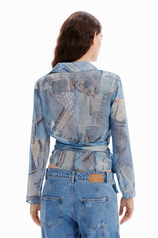 denim tilkkutäkki wrappusero Desigual naiset F4V04106 vaatetus