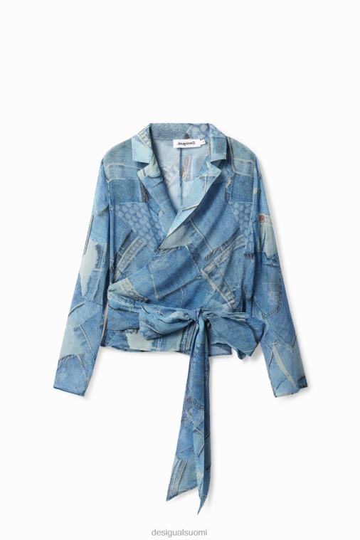denim tilkkutäkki wrappusero Desigual naiset F4V04106 vaatetus