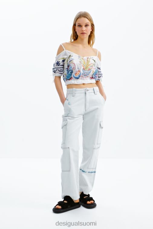 lyhyt rypytetty kuvituspusero Desigual naiset F4V04870 vaatetus