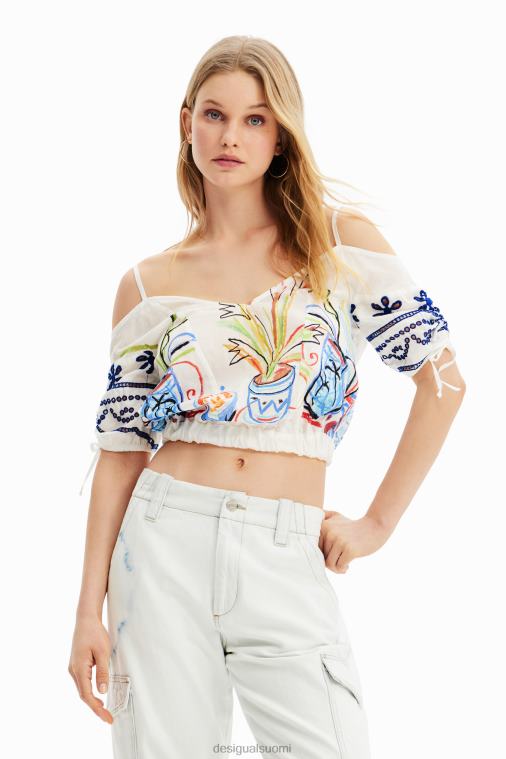 lyhyt rypytetty kuvituspusero Desigual naiset F4V04870 vaatetus