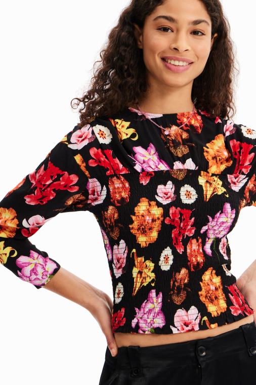 m. christian lacroix kukkainen rypytetty pusero Desigual naiset F4V04615 vaatetus